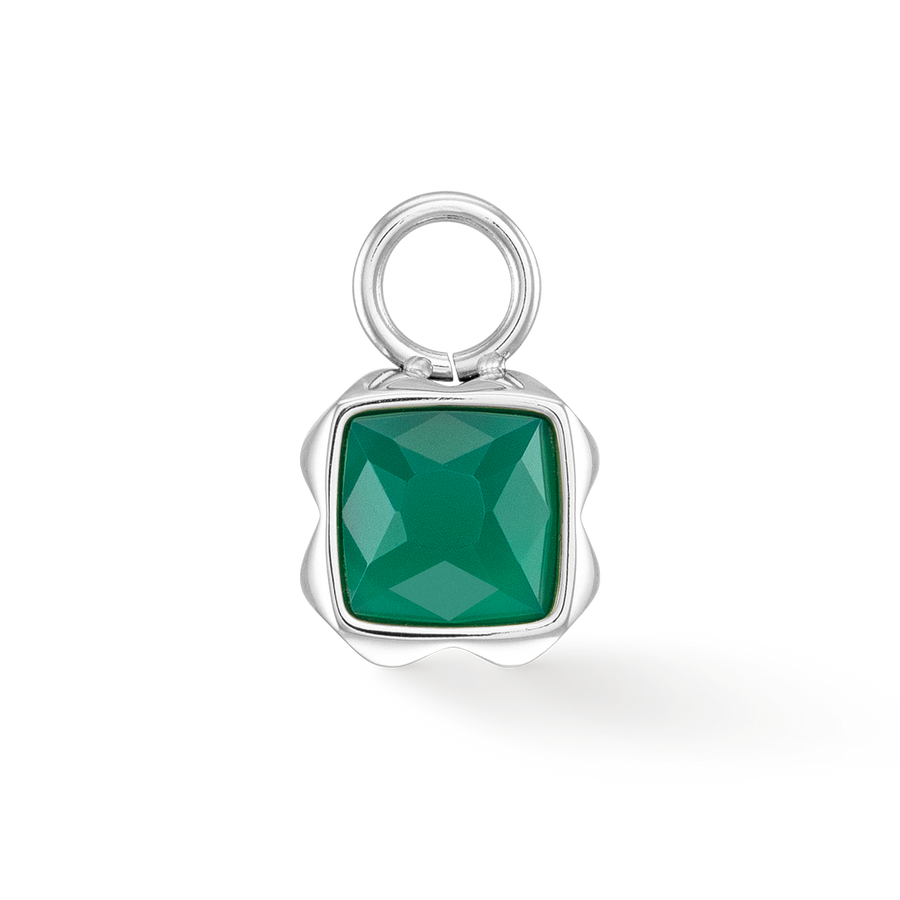 Birthstone May Charm Green Agate Silver