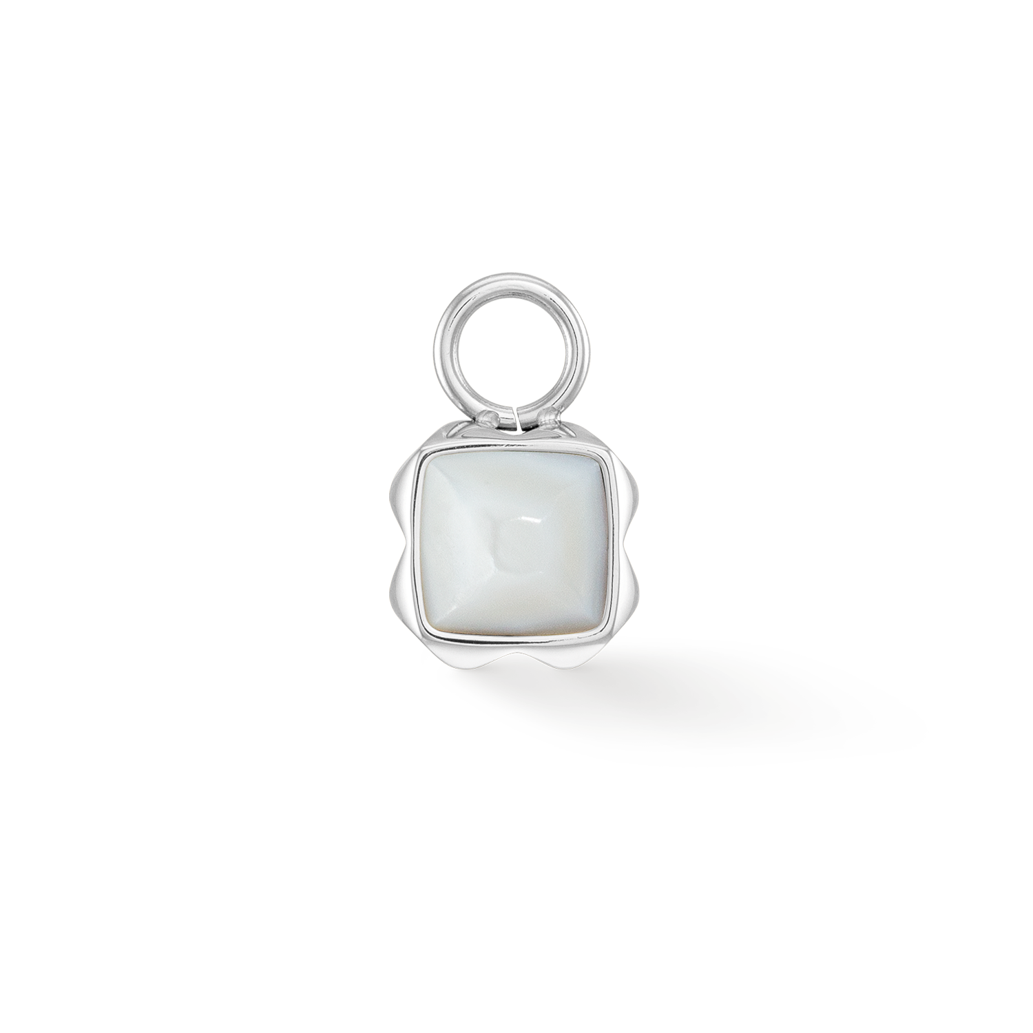 Birthstone April Charm White Quartz Silver