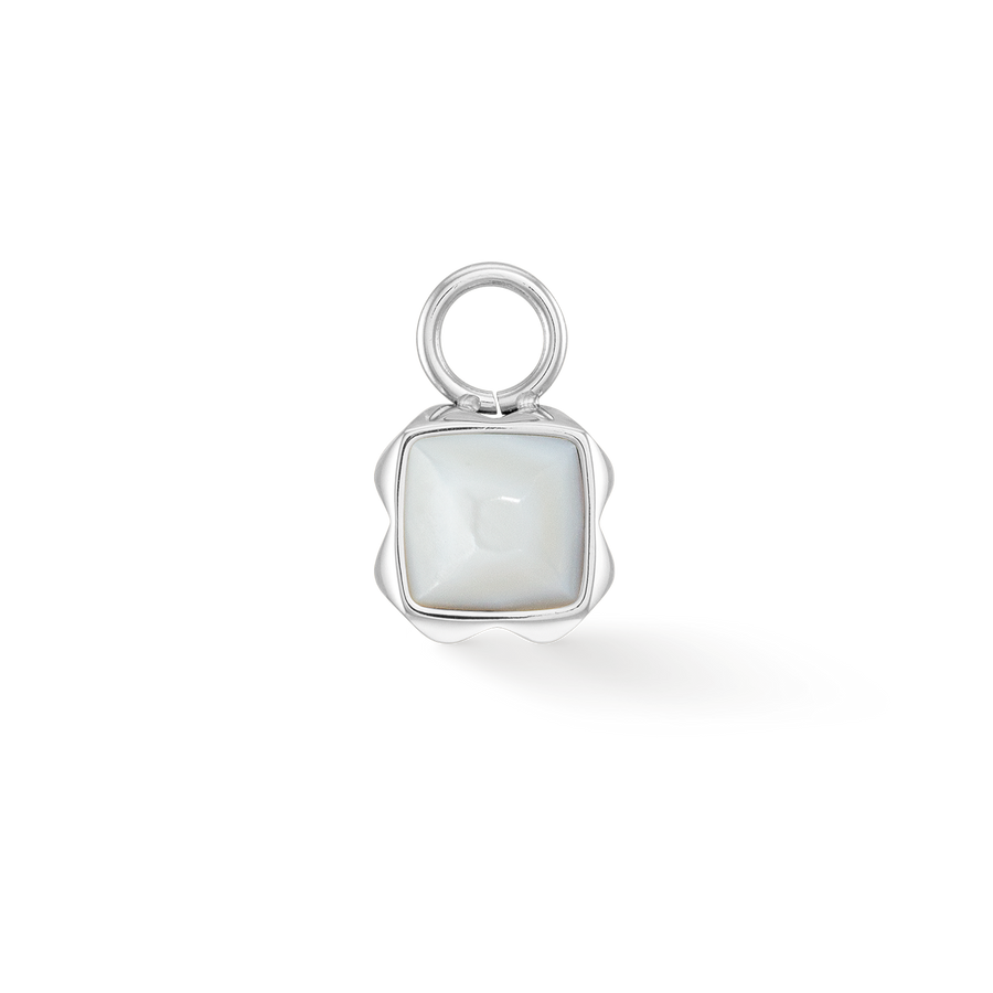 Birthstone April Charm White Quartz Silver