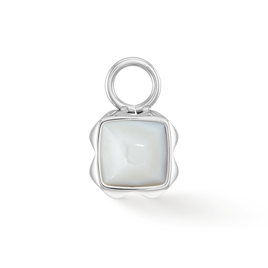 Birthstone April Charm White Quartz Silver