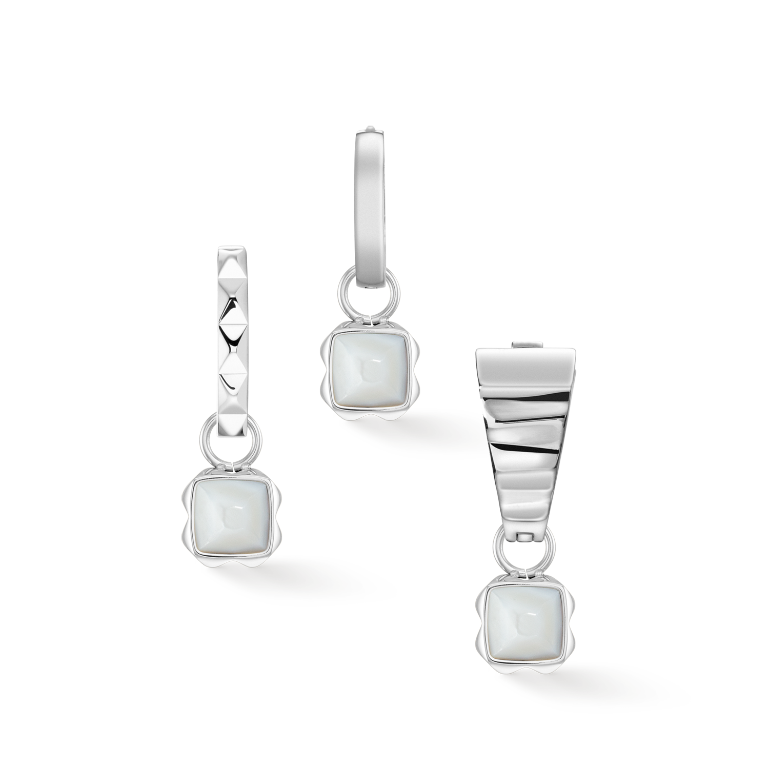 Birthstone April Charm White Quartz Silver