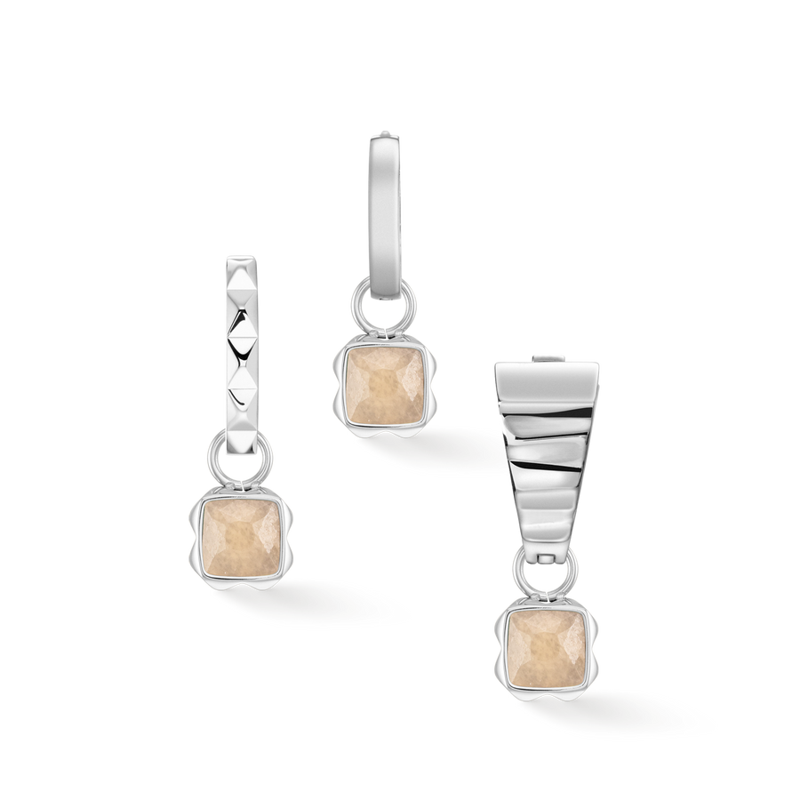 Birthstone June Charm Cream Jade Silver