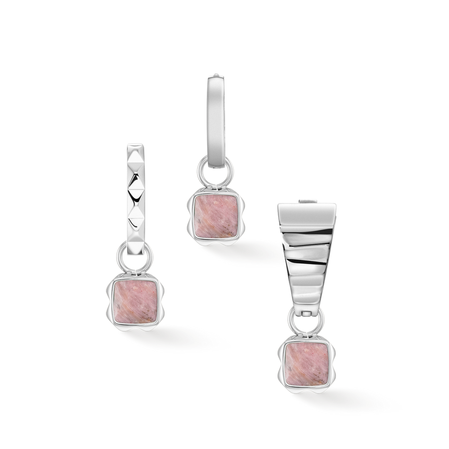 Birthstone July Charm Rhodochrosite Silver