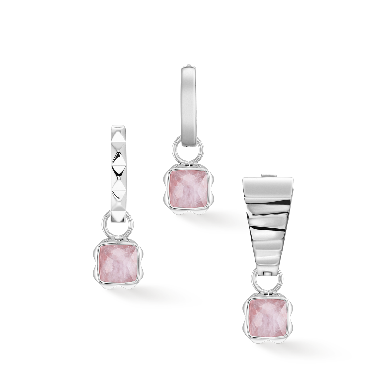 Birthstone October Charm Rose Quartz Silver