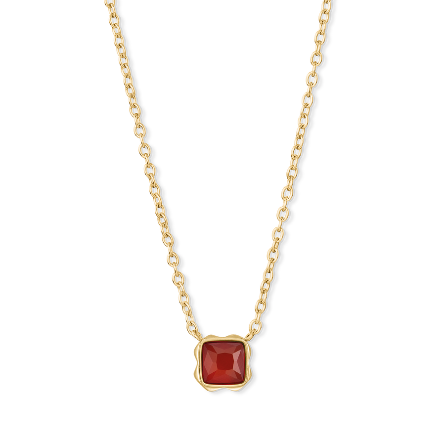Birthstone January Necklace Red Agate Gold