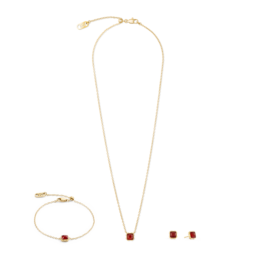 Birthstone January Necklace Red Agate Gold