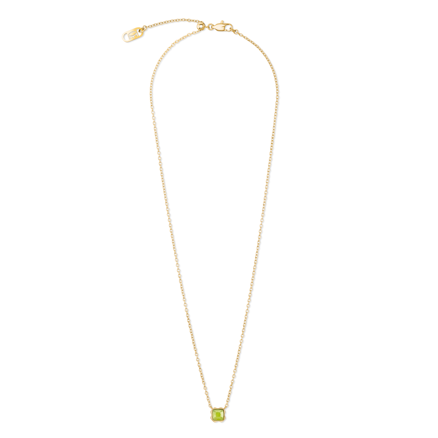 Birthstone August Necklace Green Jade Gold