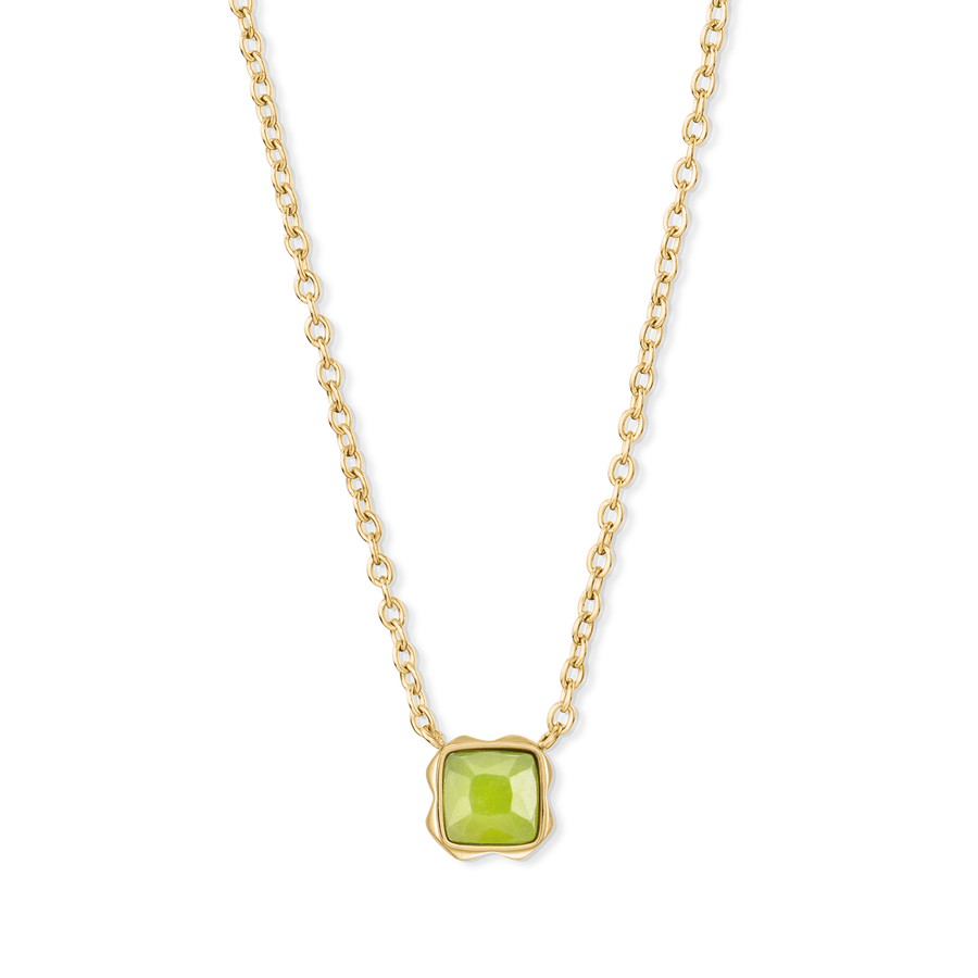 Birthstone August Necklace Green Jade Gold