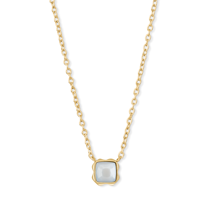 Birthstone April Necklace White Quartz Gold
