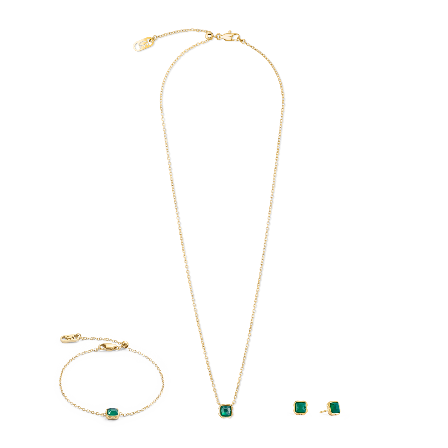 Birthstone May Earrings Green Agate Gold
