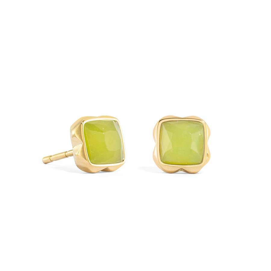 Birthstone August Earrings Green Jade Gold