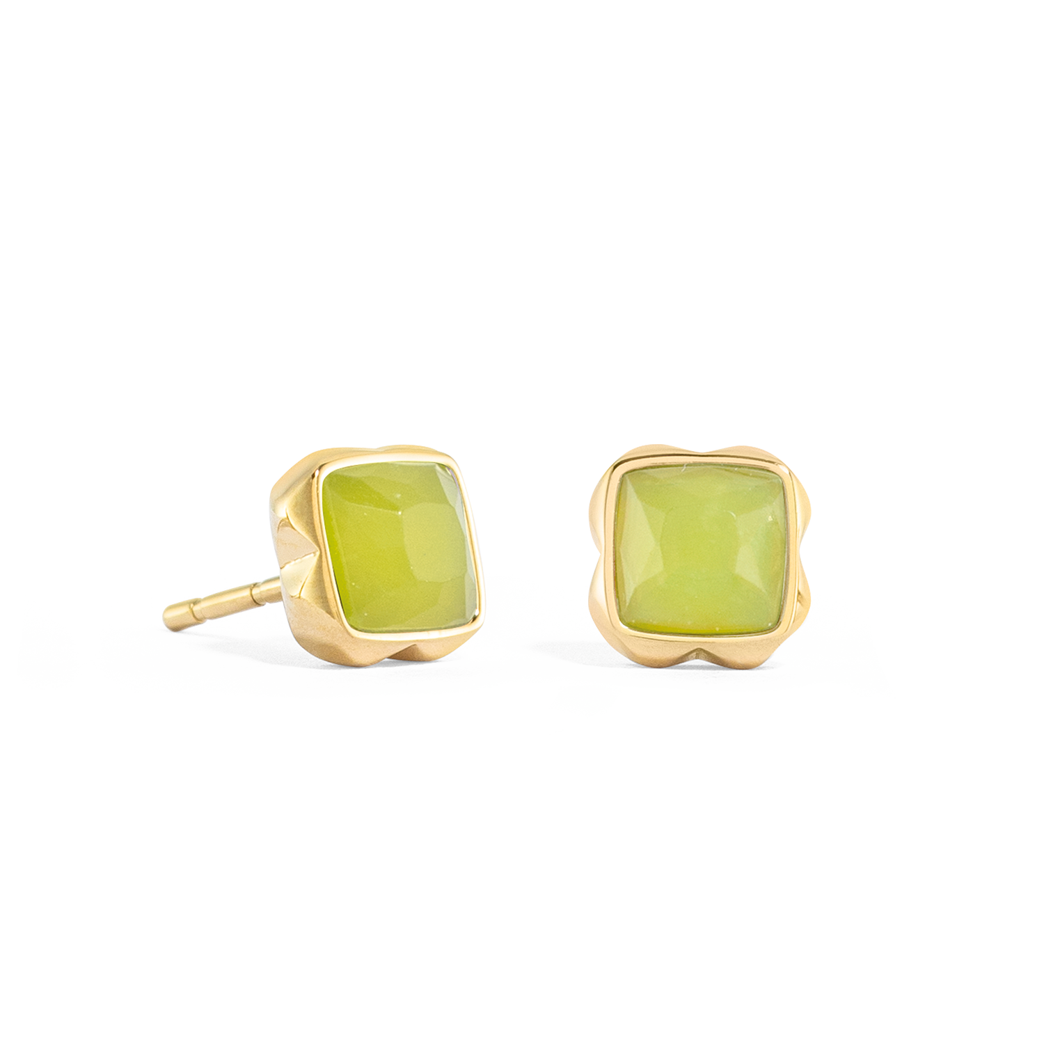 Birthstone August Earrings Green Jade Gold