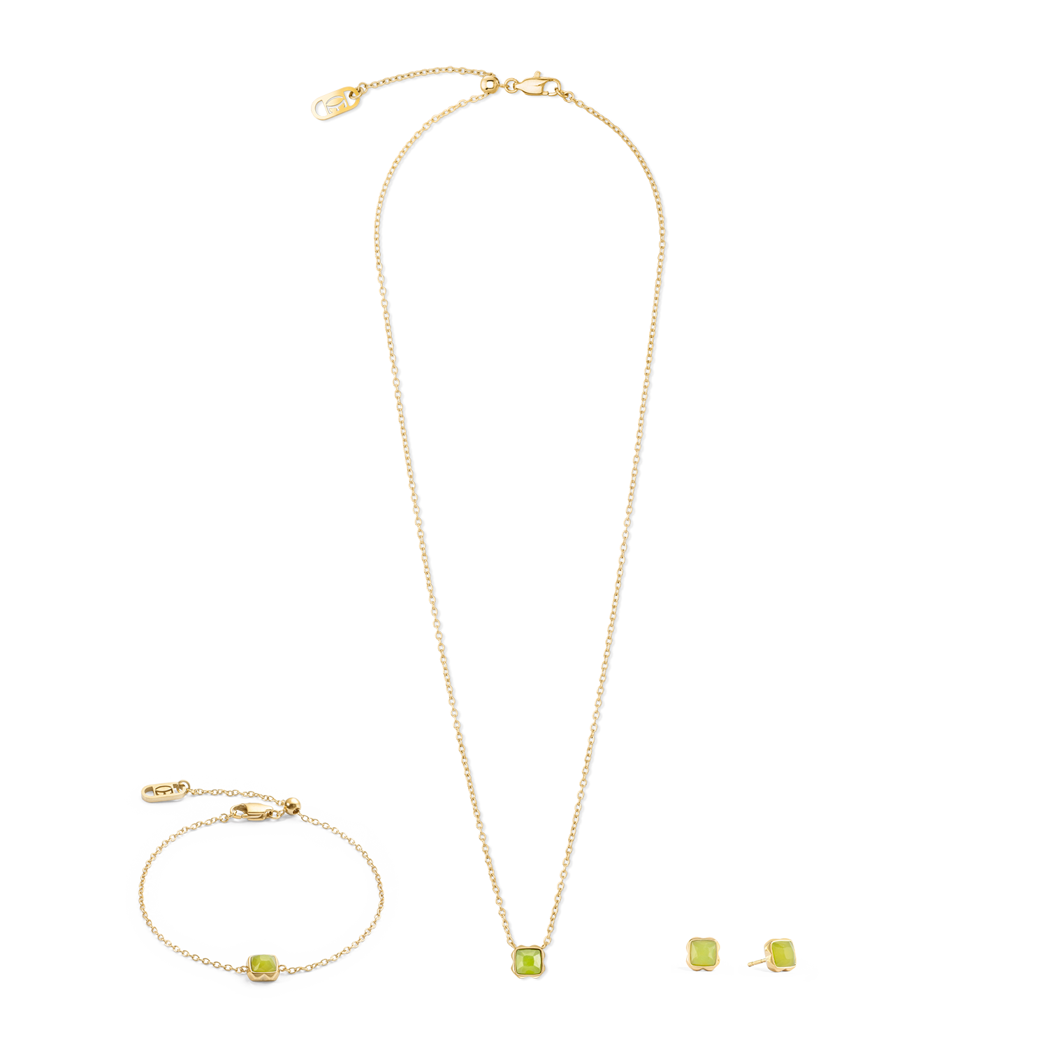 Birthstone August Earrings Green Jade Gold