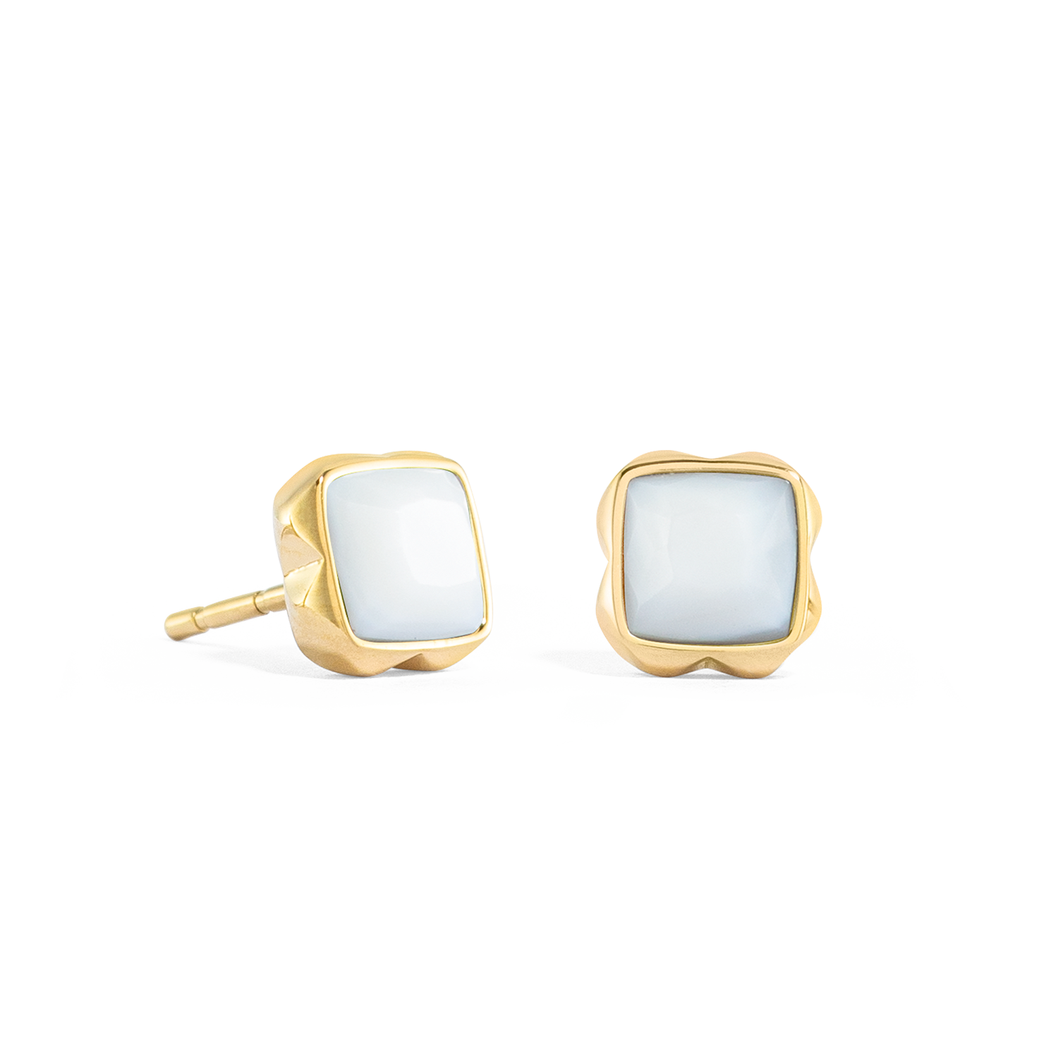 Birthstone April Earrings White Quartz Gold