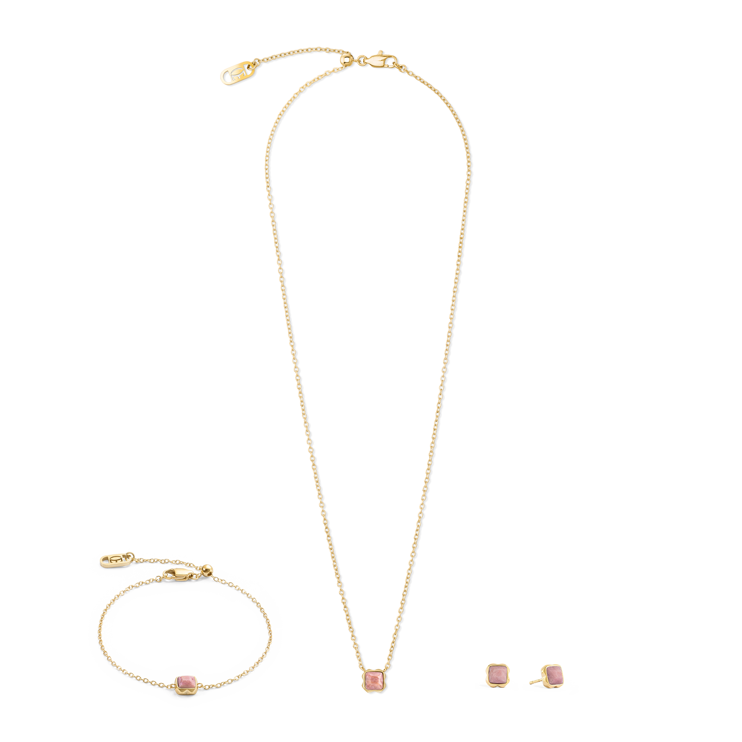 Birthstone July Earrings Rhodochrosite Gold