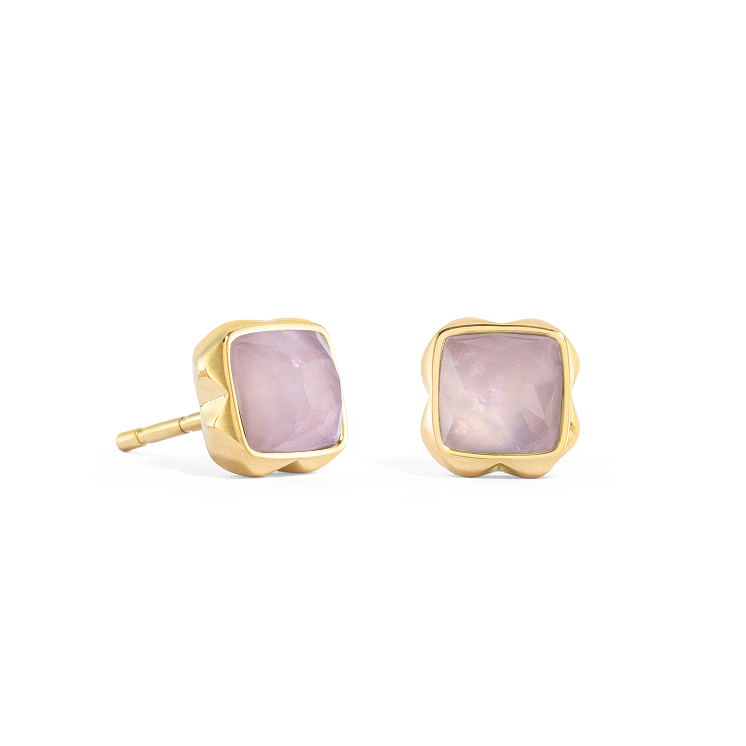 Birthstone October Earrings Rose Quartz Gold