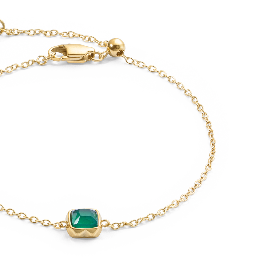 Birthstone May Bracelet Green Agate Gold