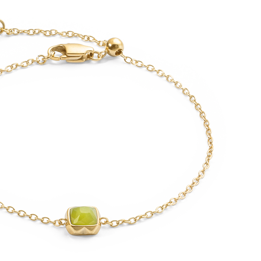 Birthstone August Bracelet Green Jade Gold