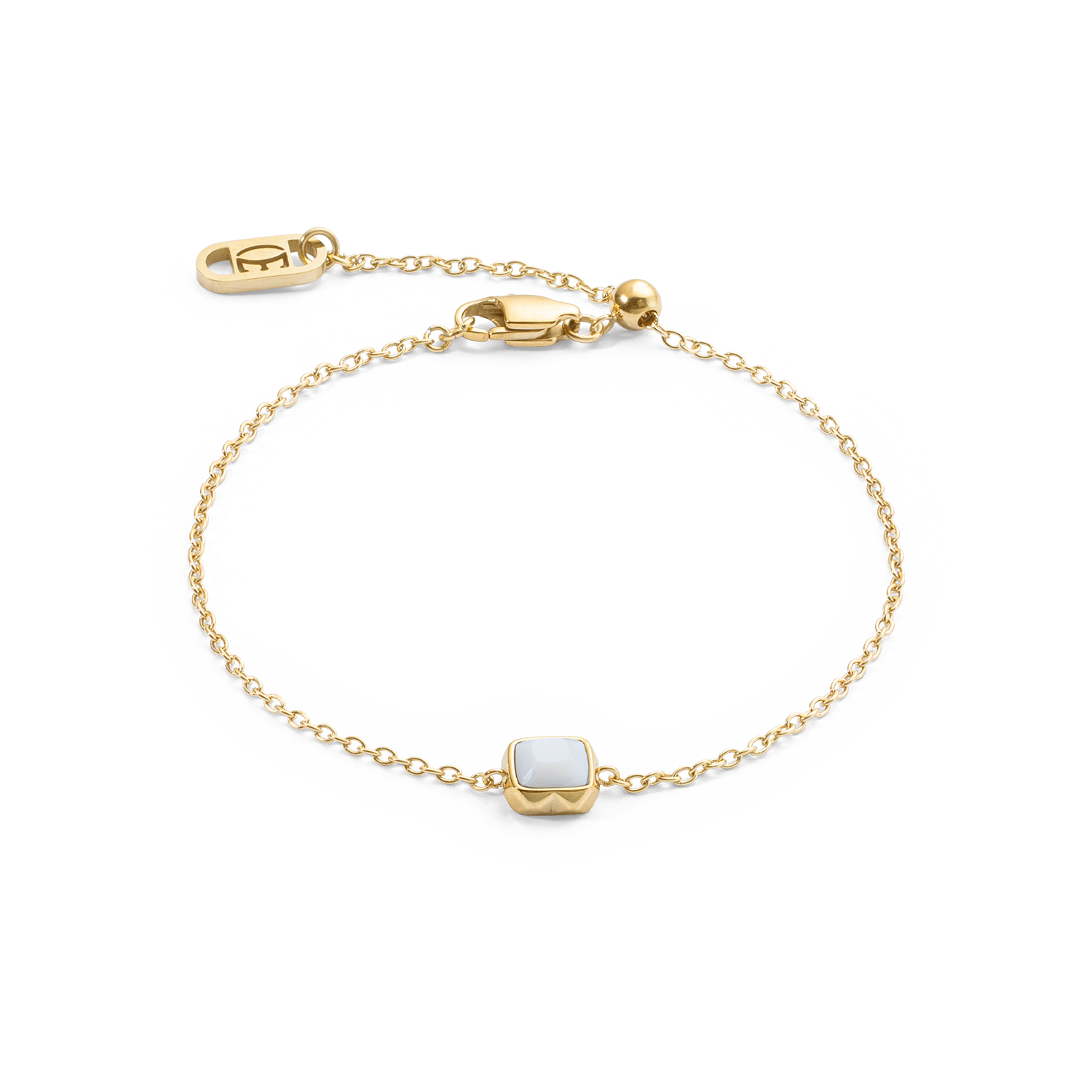 Birthstone April Bracelet White Quartz Gold