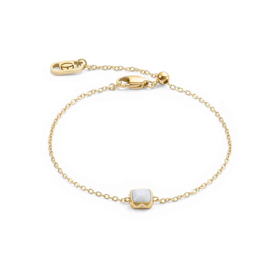 Birthstone April Bracelet White Quartz Gold