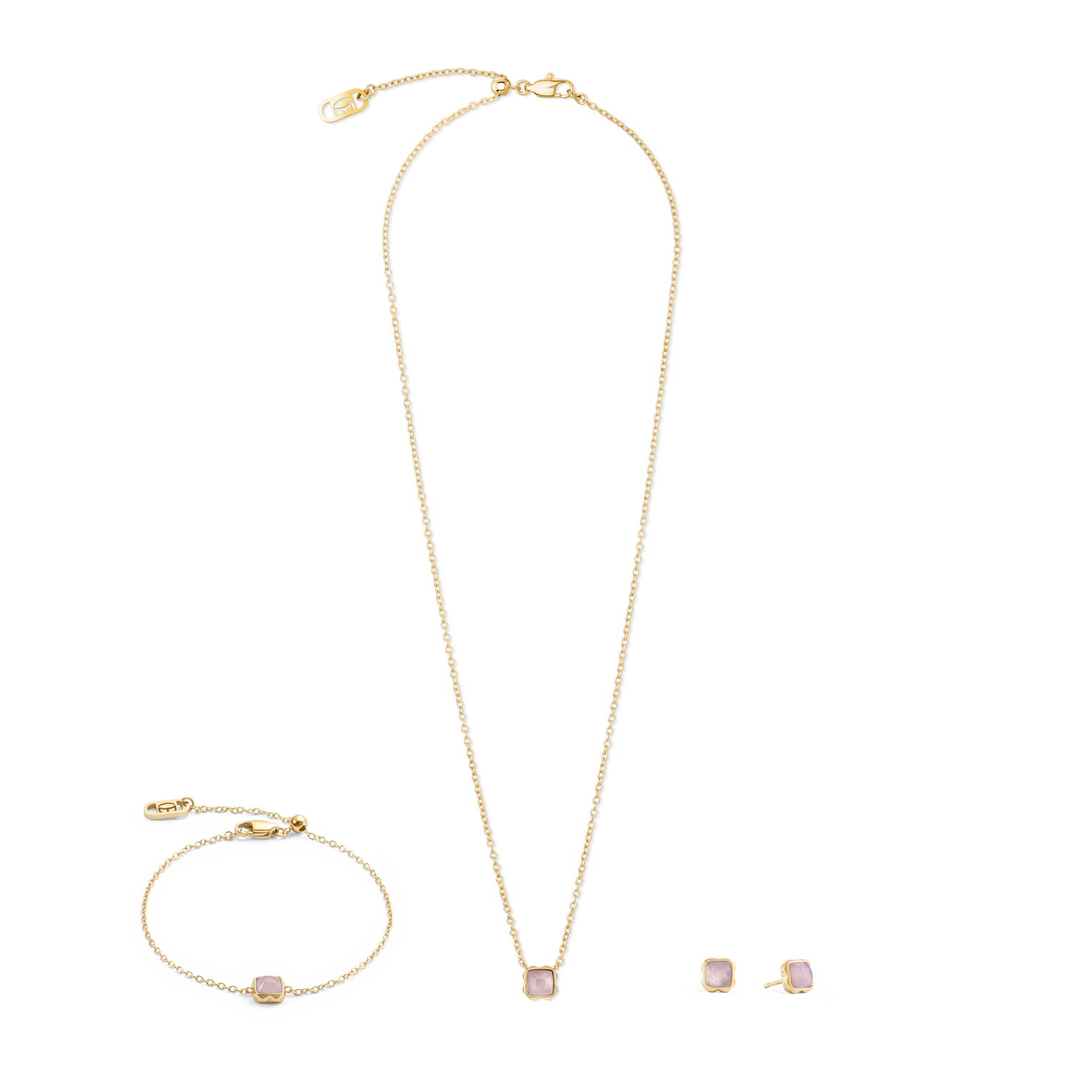 Birthstone October Bracelet Rose Quartz Gold