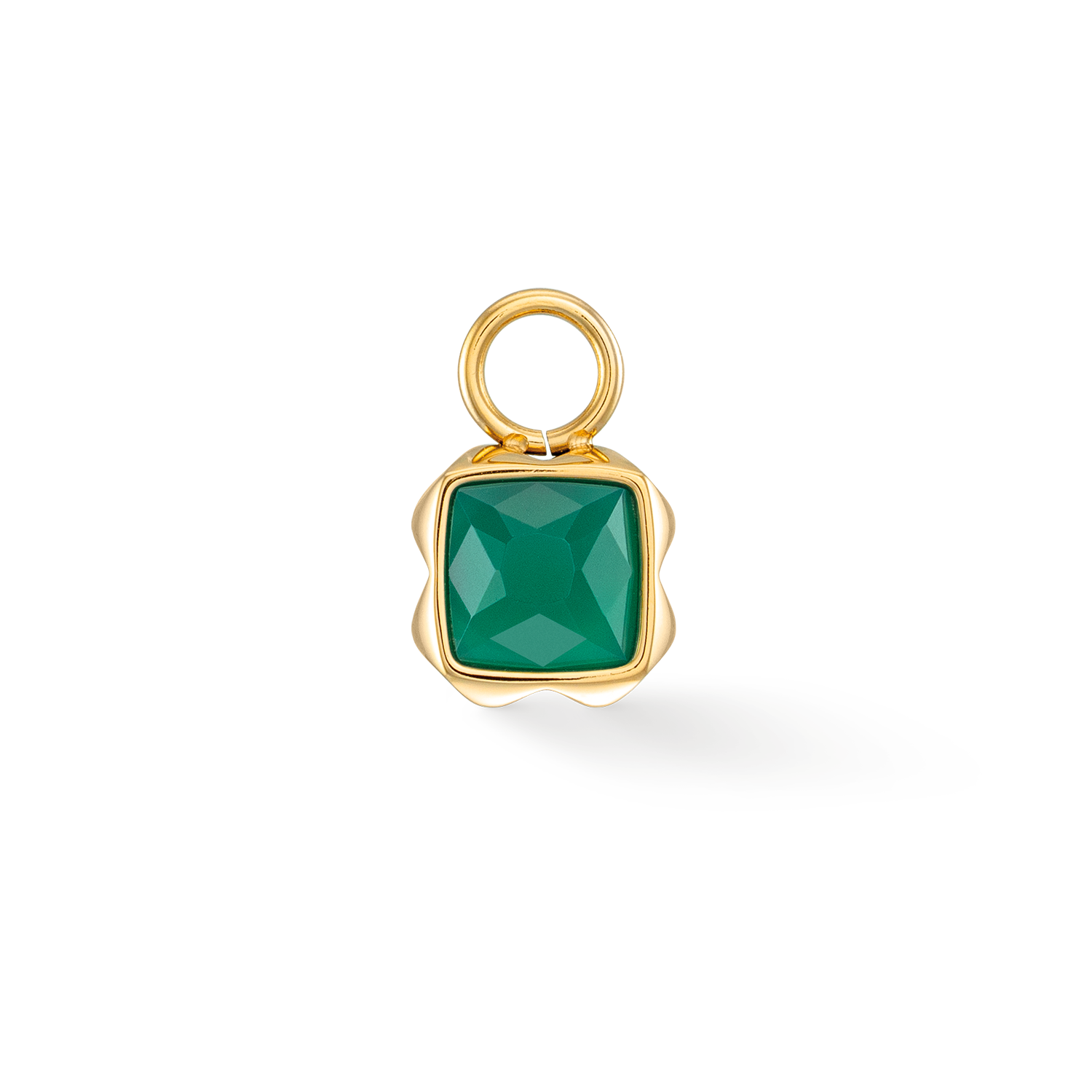 Birthstone May Charm Green Agate Gold