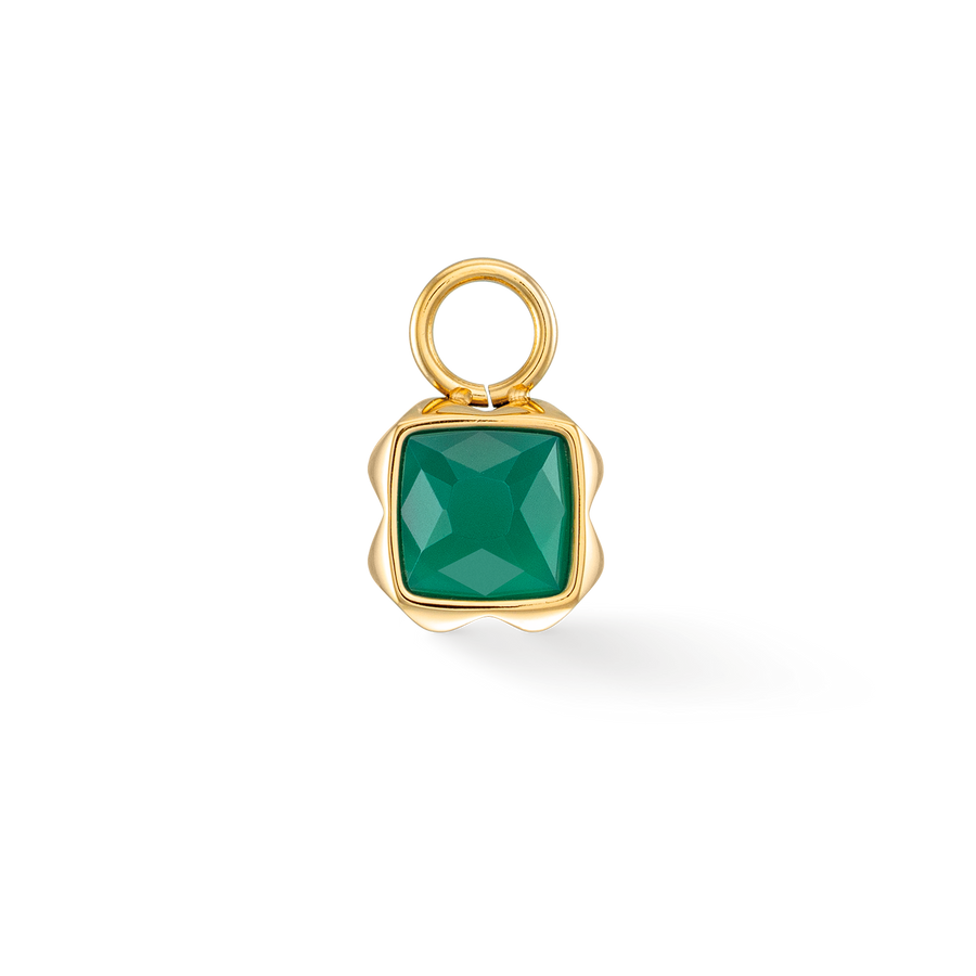 Birthstone May Charm Green Agate Gold
