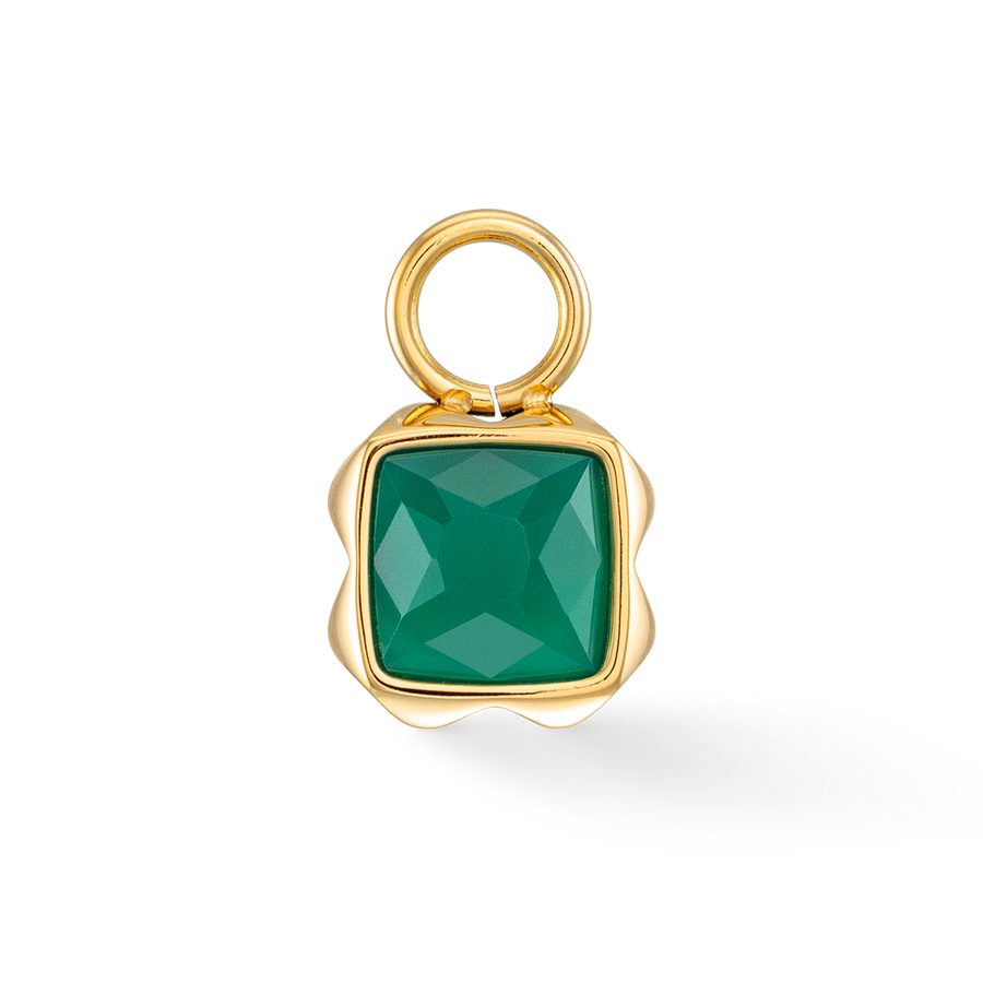 Birthstone May Charm Green Agate Gold