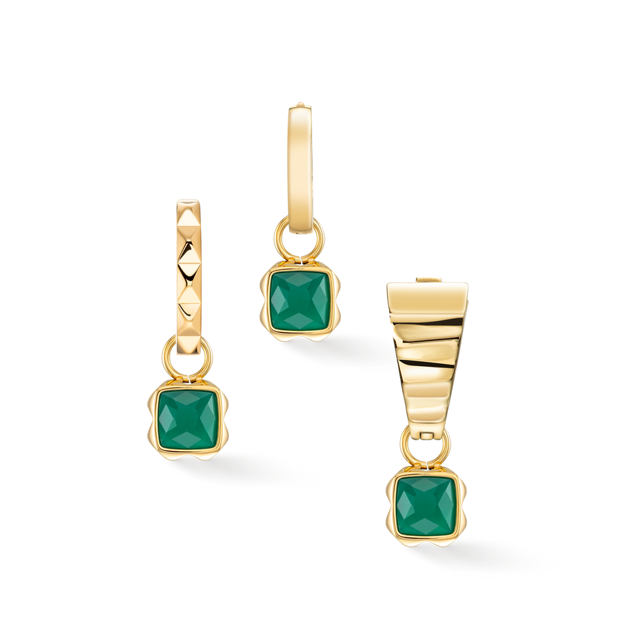 Birthstone May Charm Green Agate Gold