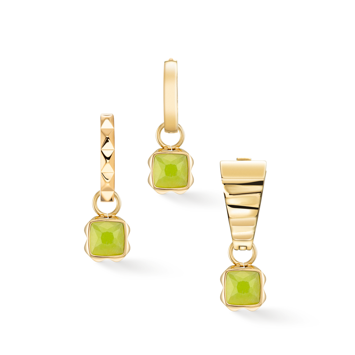 Birthstone August Charm Green Jade Gold