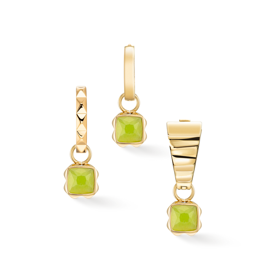 Birthstone August Charm Green Jade Gold