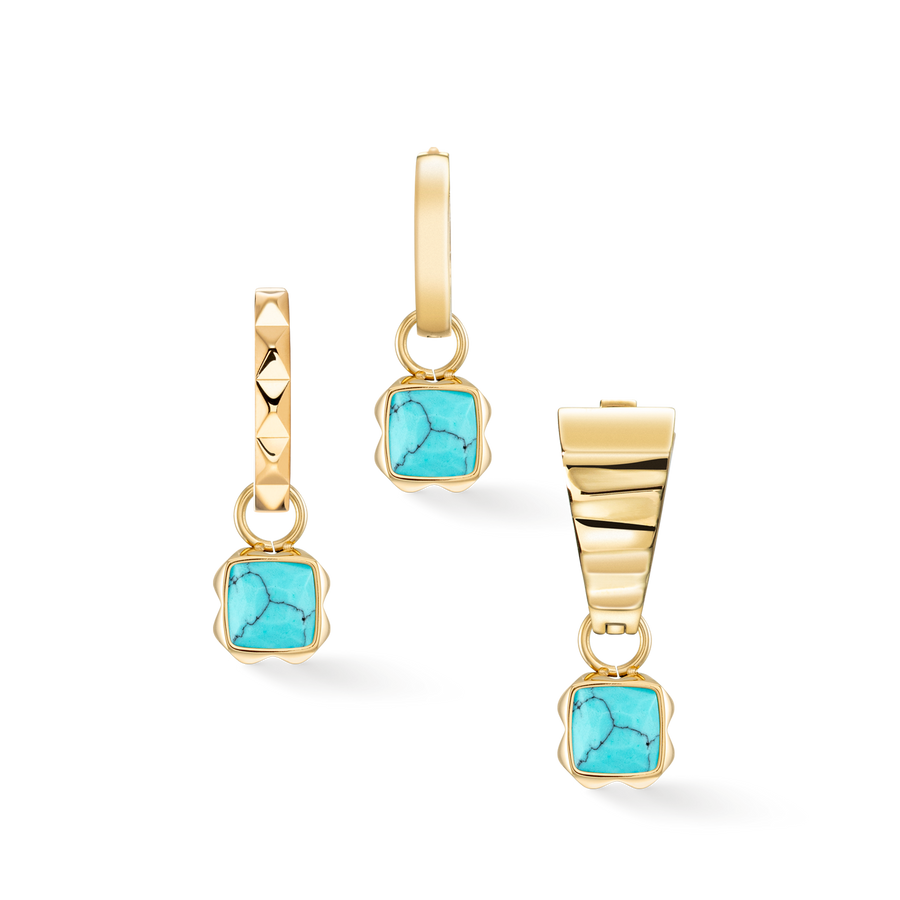 Birthstone December Charm Turquoise Gold