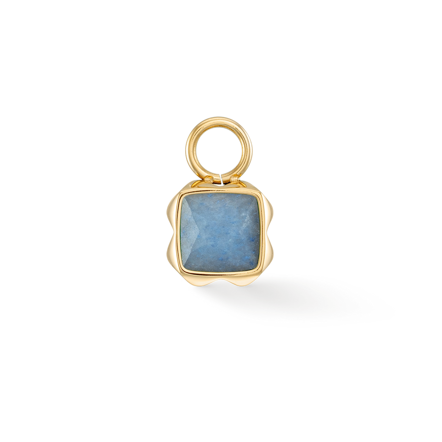 Birthstone March Charm Blue Aventurine Gold