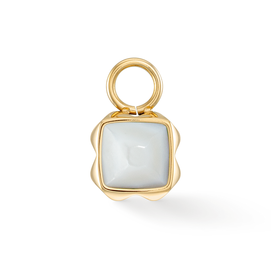 Birthstone April Charm White Quartz Gold