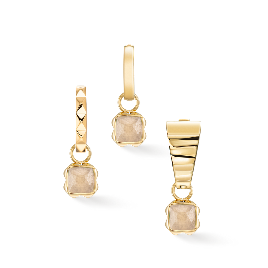 Birthstone June Charm Cream Jade Gold