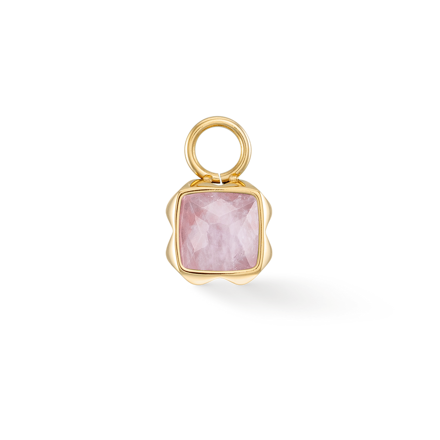 Birthstone October Charm Rose Quartz Gold