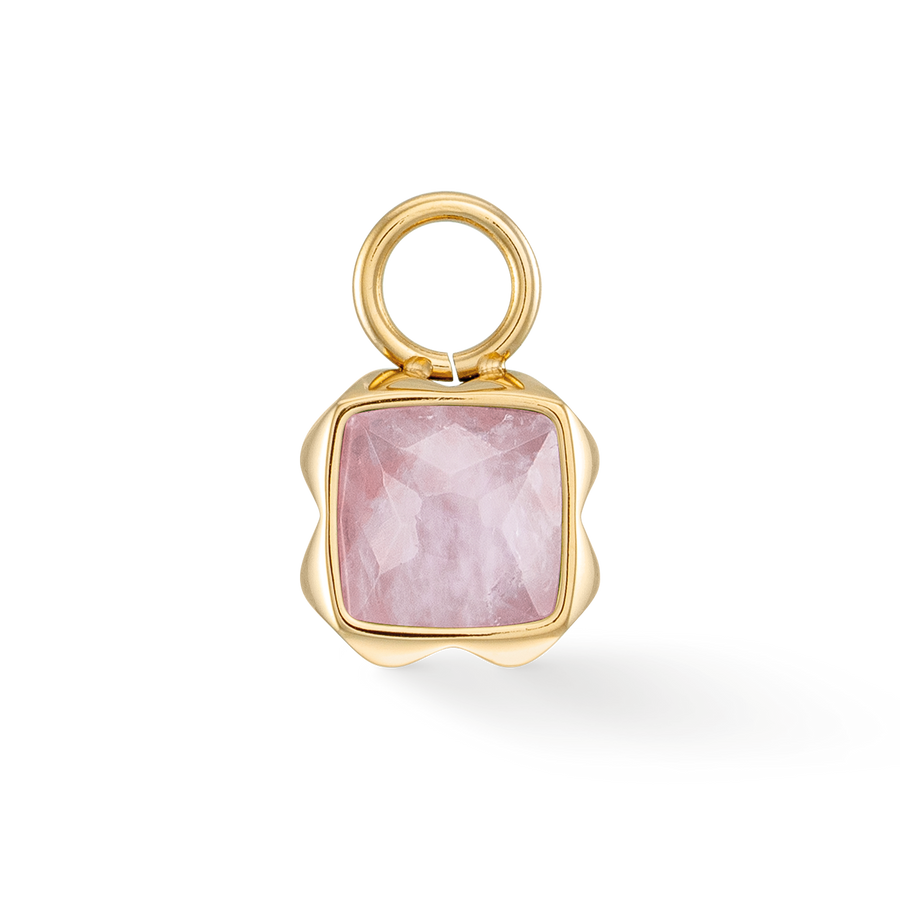 Birthstone October Charm Rose Quartz Gold