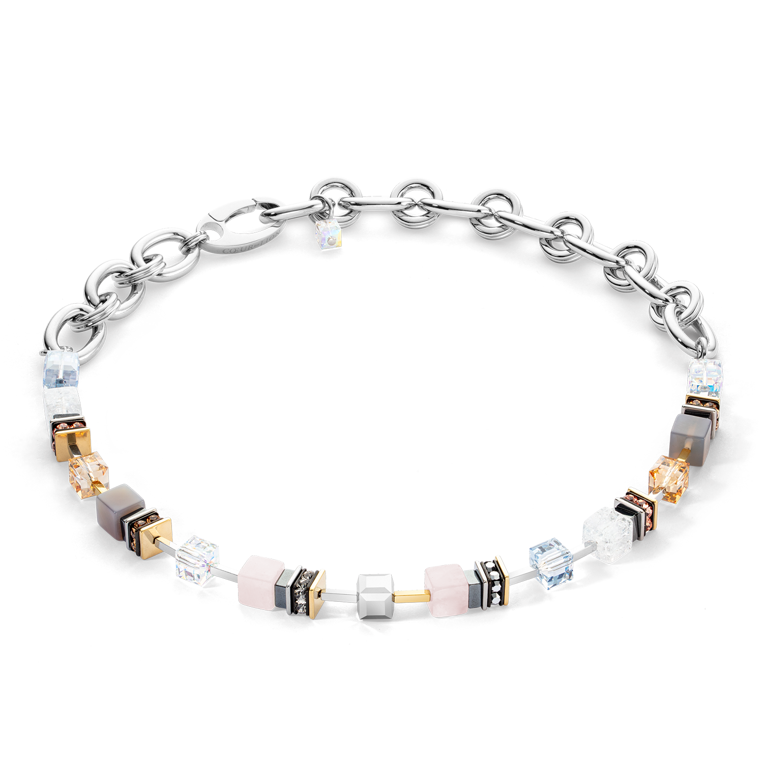 Necklace Chunky Cubes & Chain Runway Exlusive bicolour
