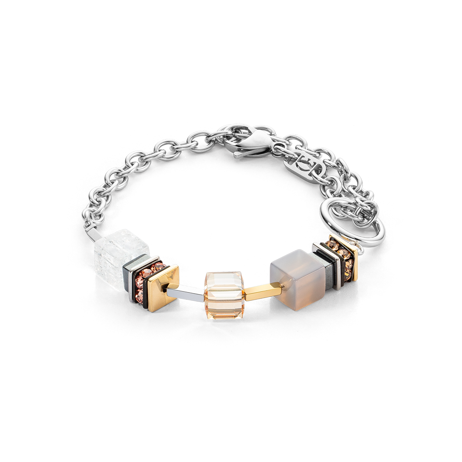 Bracelet Chunky Cubes & Chain Runway Exlusive Bicolour