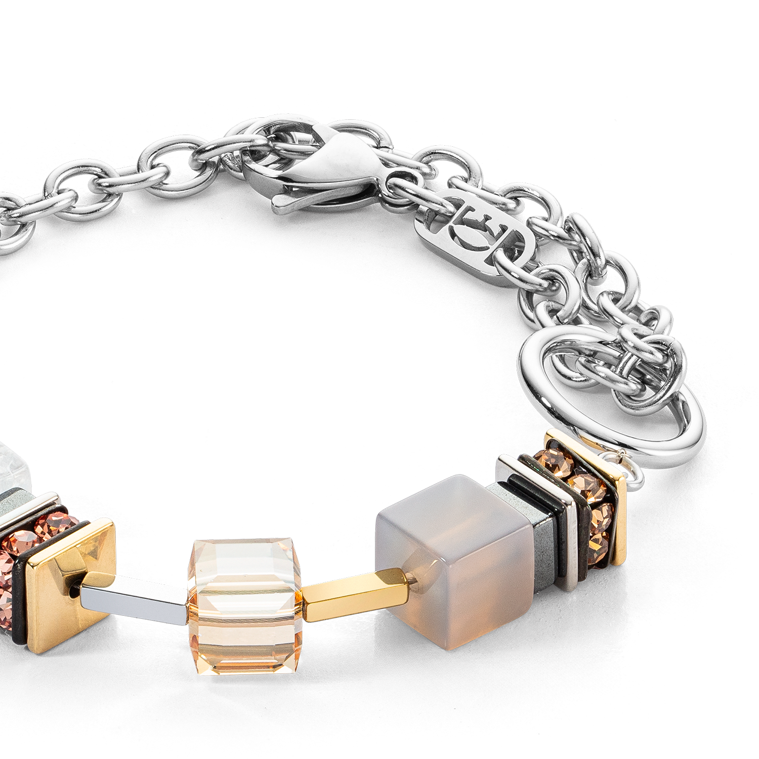 Bracelet Chunky Cubes & Chain Runway Exlusive Bicolour