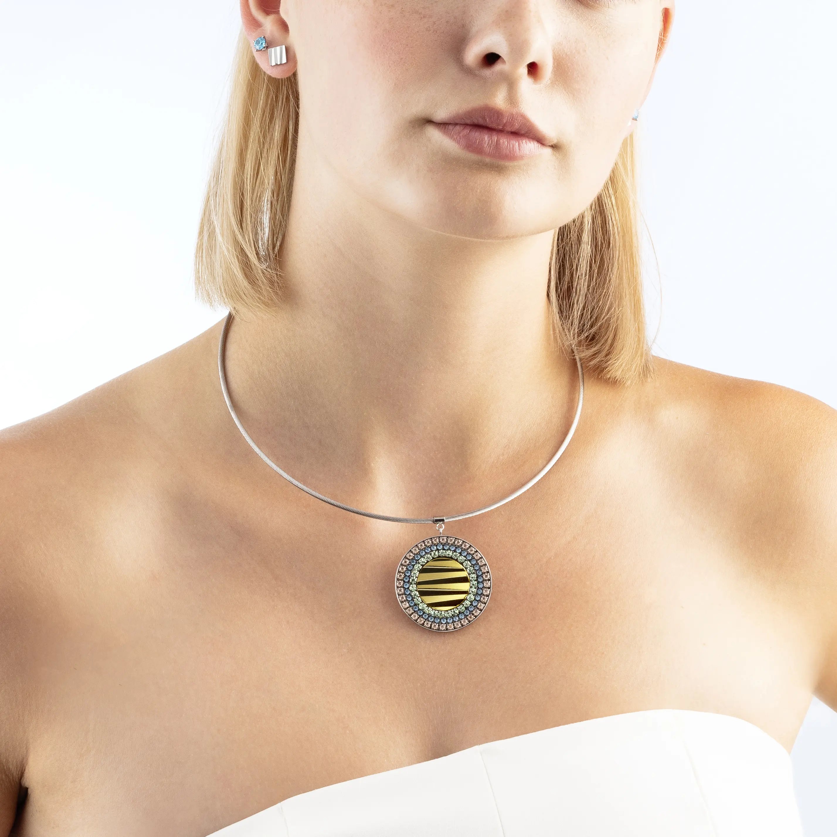 Necklace Amulet Glam Waves silver multicolour pastel