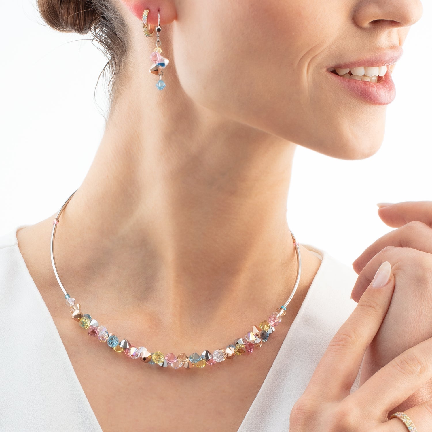 Earrings Dancing Crystals silver-pastel