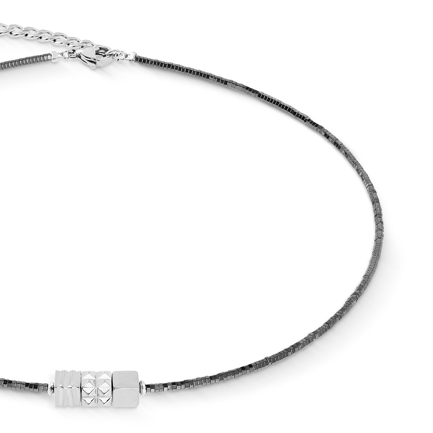 Necklace Cube Trio Facets silver-grey