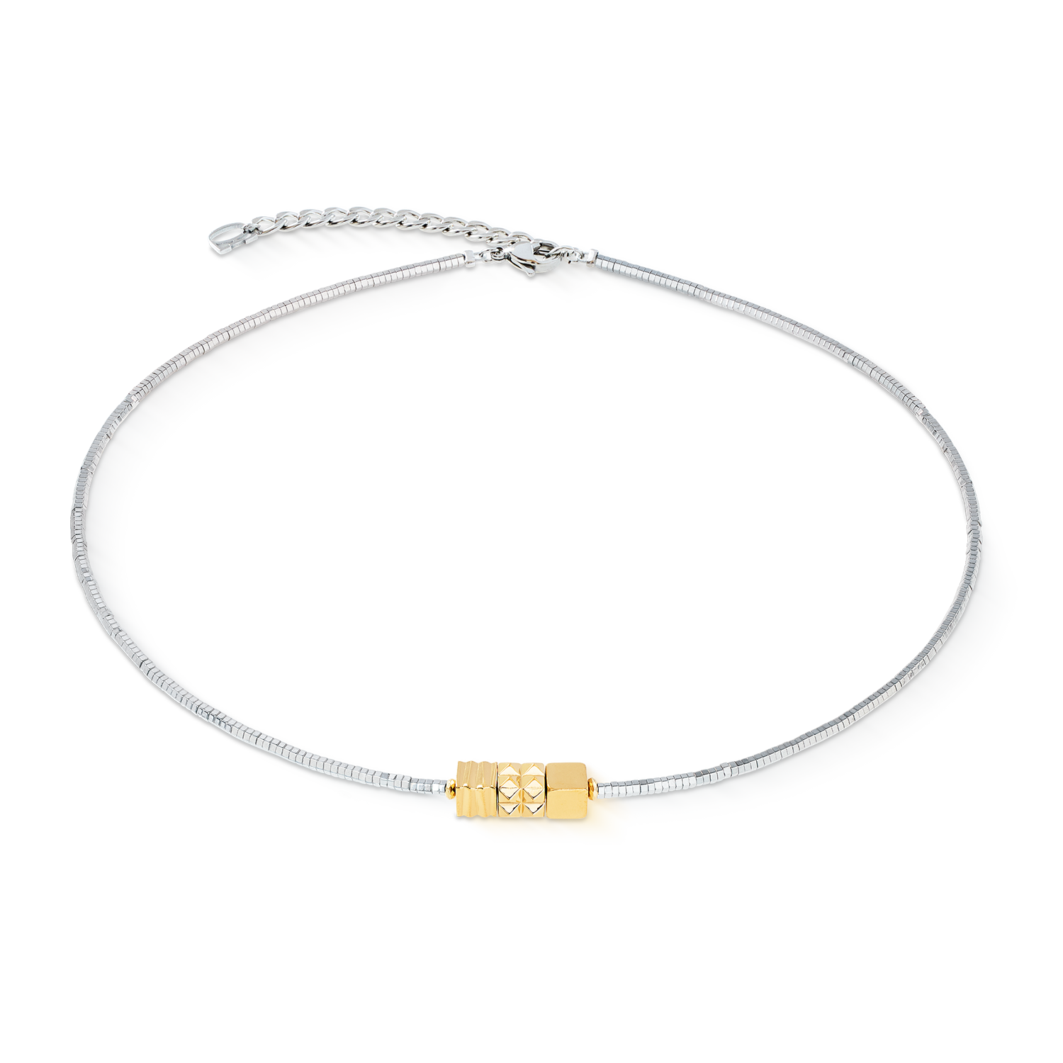 Necklace Cube Trio Facets gold-silver