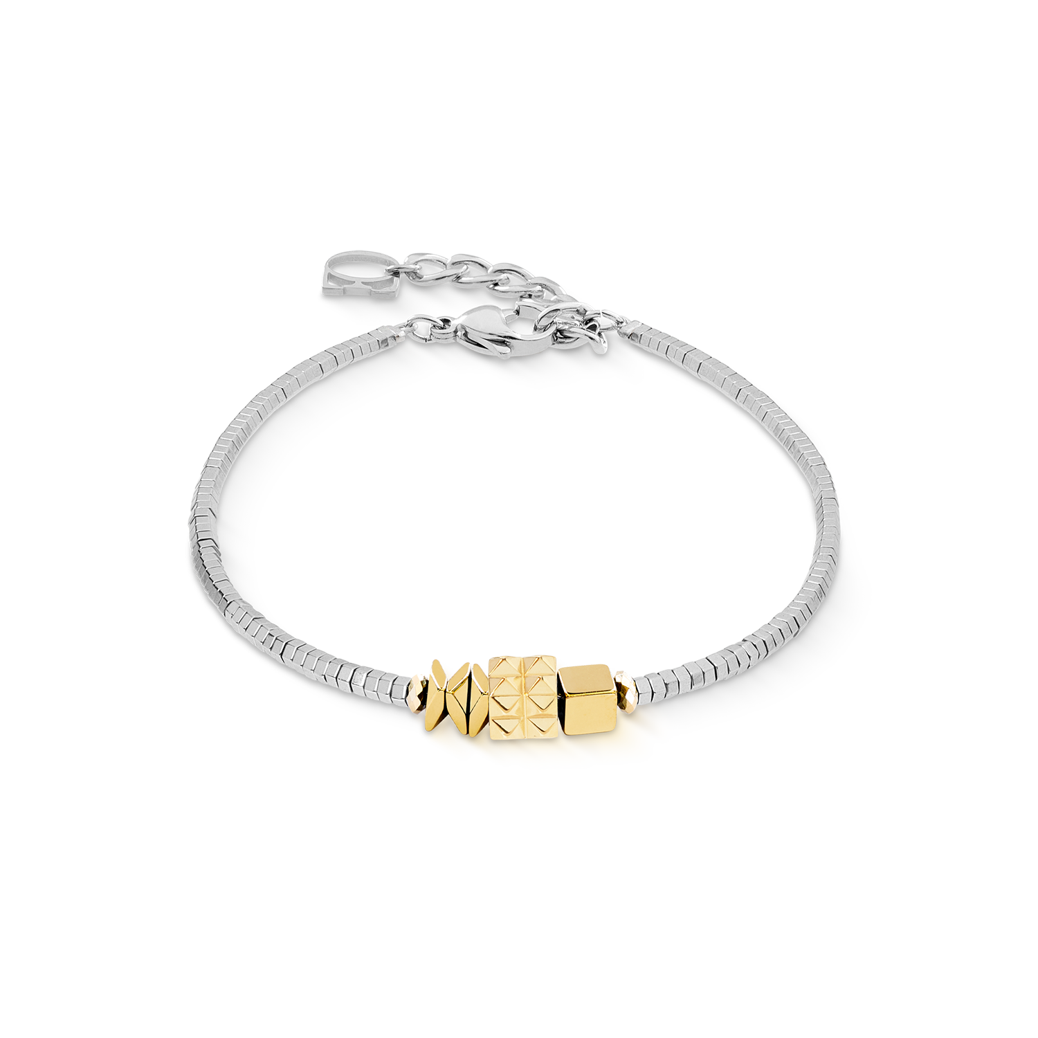 Bracelet Cube Trio Facets gold-silver