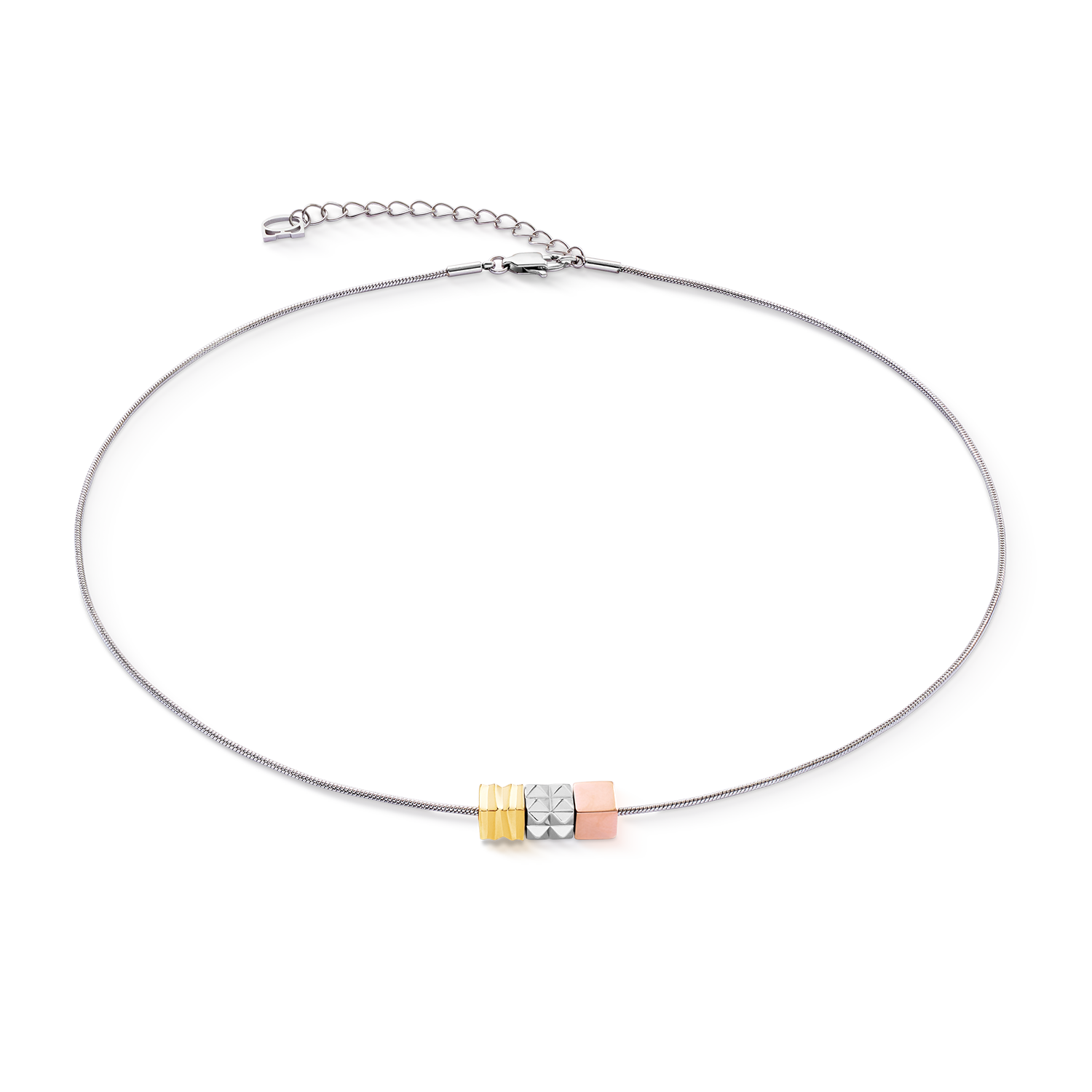 Necklace Cube Trio Facets Snake tricolour