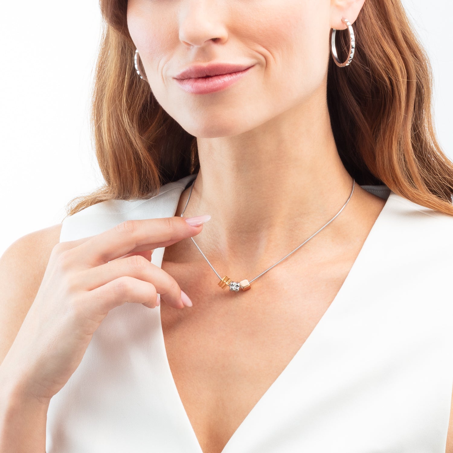 Necklace Cube Trio Facets Snake tricolour