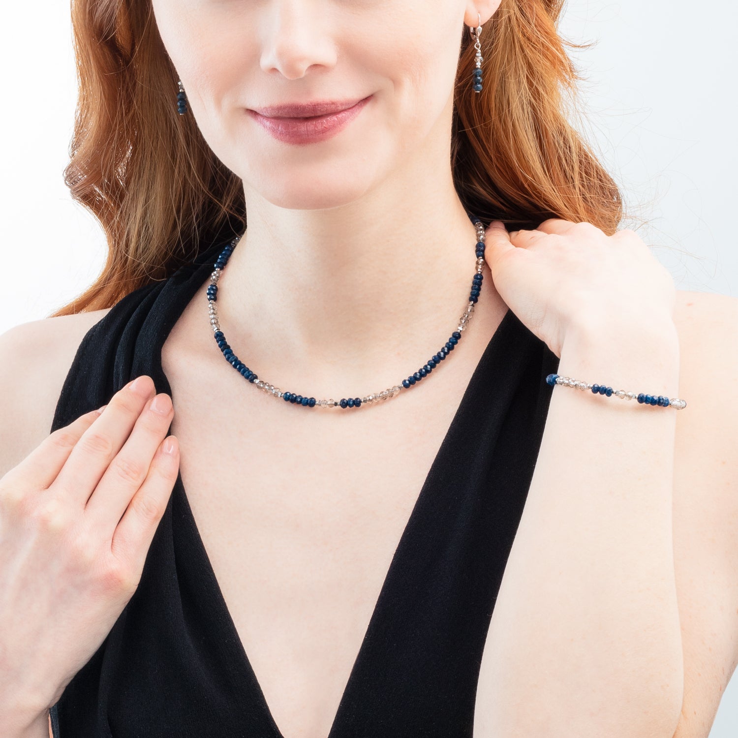 Necklace Rhythm Jade Navy silver