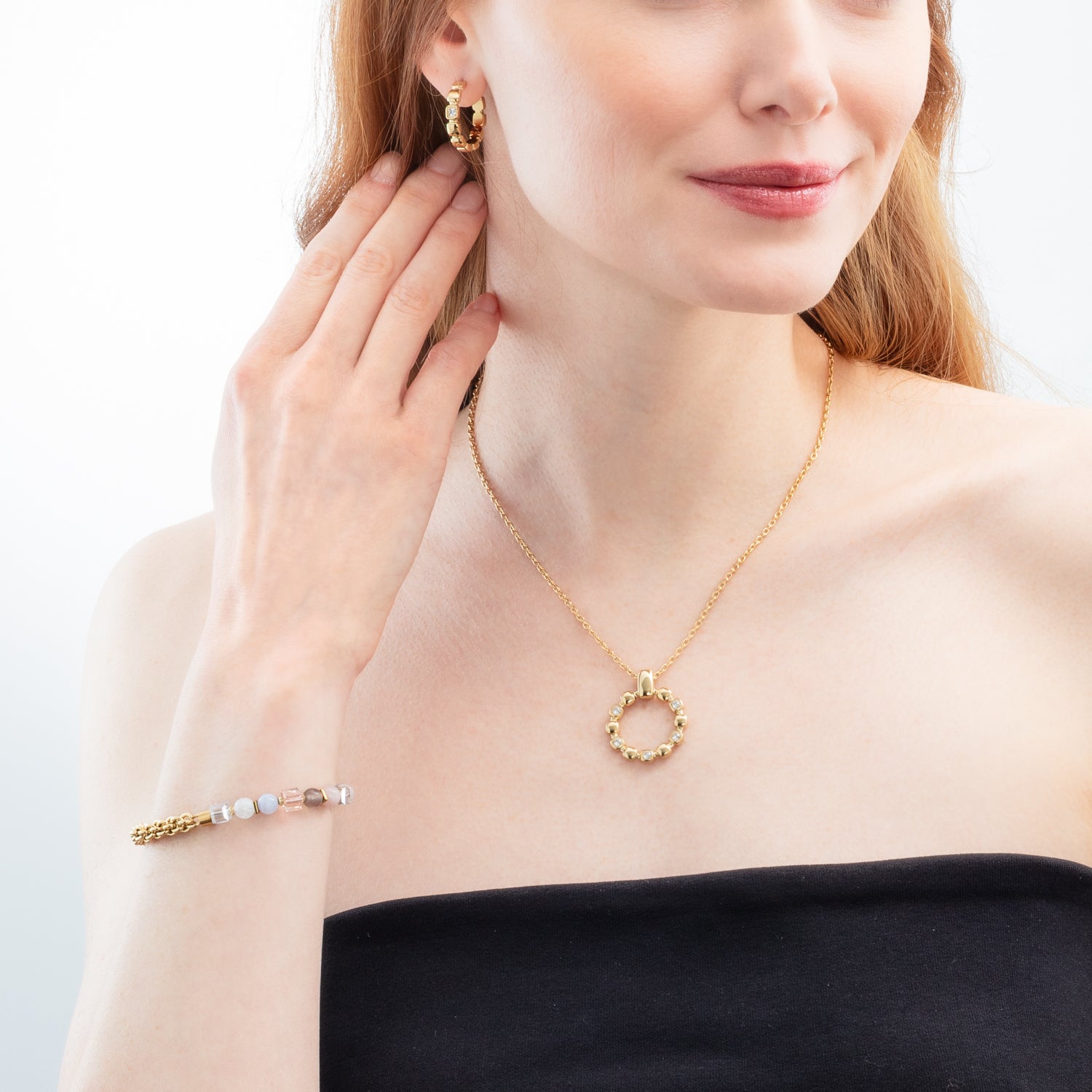 Earrings Hoops Soft Cube Circle Glow gold