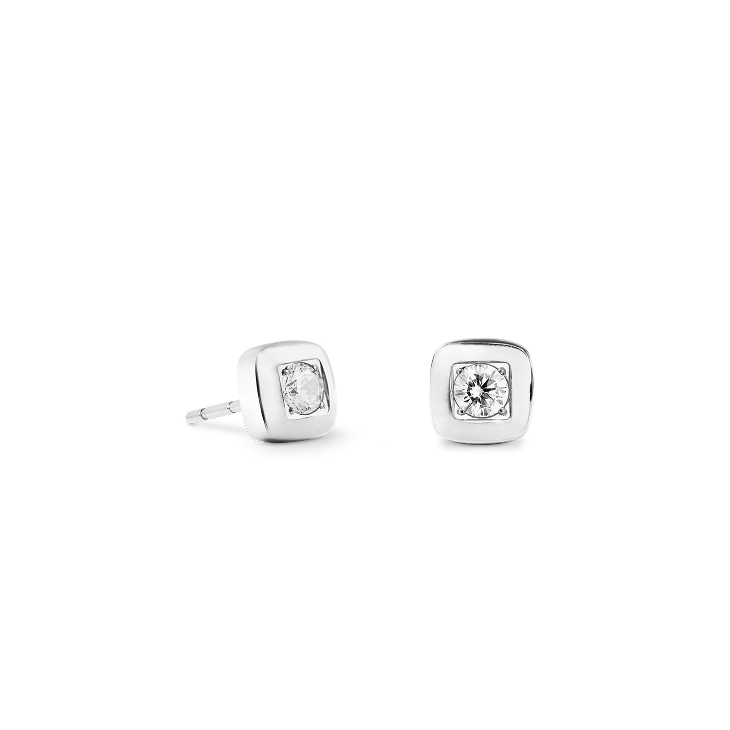 Stud earrings Small Soft Cube Glow silver